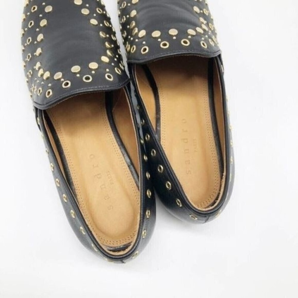 SANDRO Bary Black Leather Studded Loafers  - Picture 8 of 12